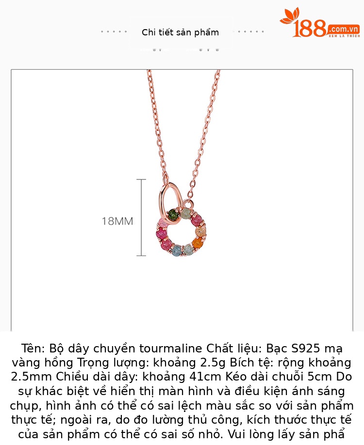 Dây chuyền bạc S925 mạ vàng hồng mặt dây chuyền vòng tròn liên kết — Dây xích (bao gồm dây xích, màu ngọc tỷ ngẫu nhiên) chi tiết 2