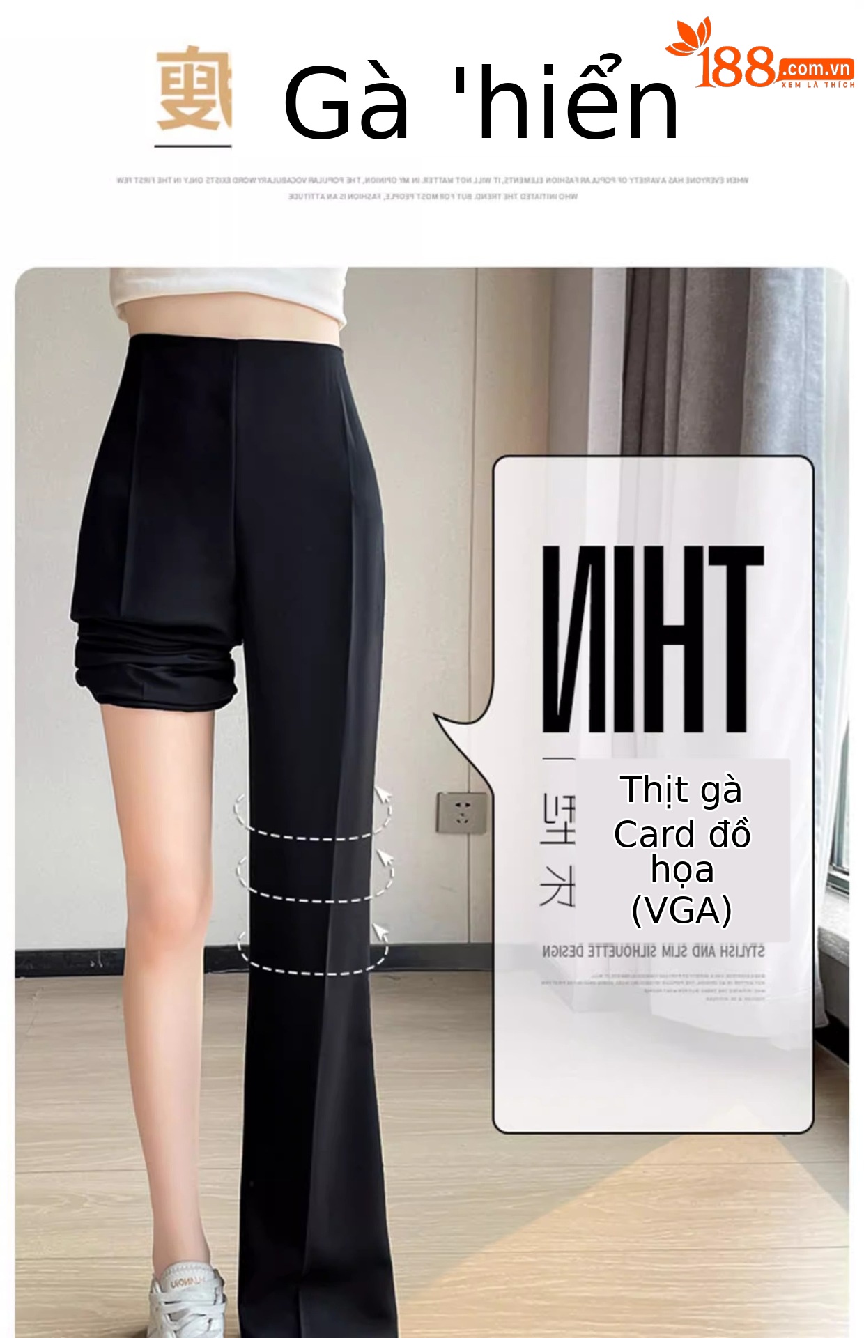 Quần tây nữ cạp cao ống loe vải mỏng mùa hè — Quần dài màu trắng chi tiết 10
