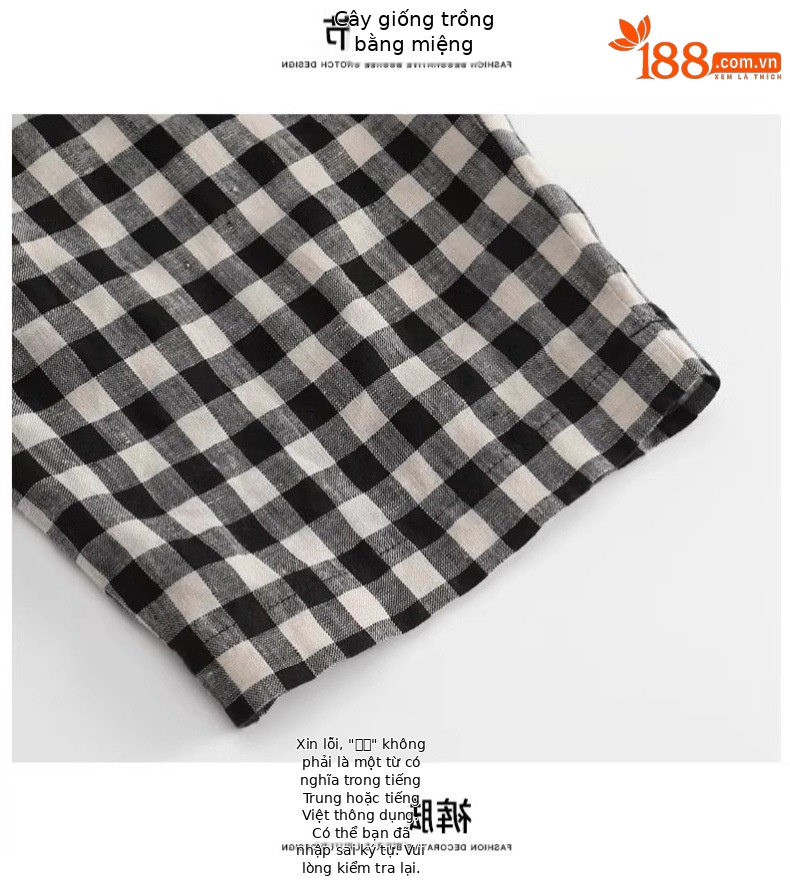 Quần ống thẳng kẻ sọc chín điểm dáng người nhỏ cotton mùa hè mỏng giản dị quần ống thẳng kẻ sọc tám điểm A5225 — Caro đen trắng chi tiết 6