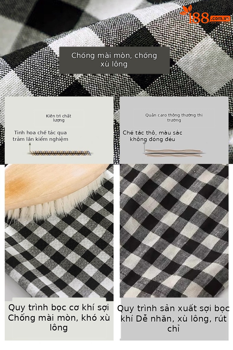 Quần ống thẳng kẻ sọc chín điểm dáng người nhỏ cotton mùa hè mỏng giản dị quần ống thẳng kẻ sọc tám điểm A5225 — Caro đen trắng chi tiết 13