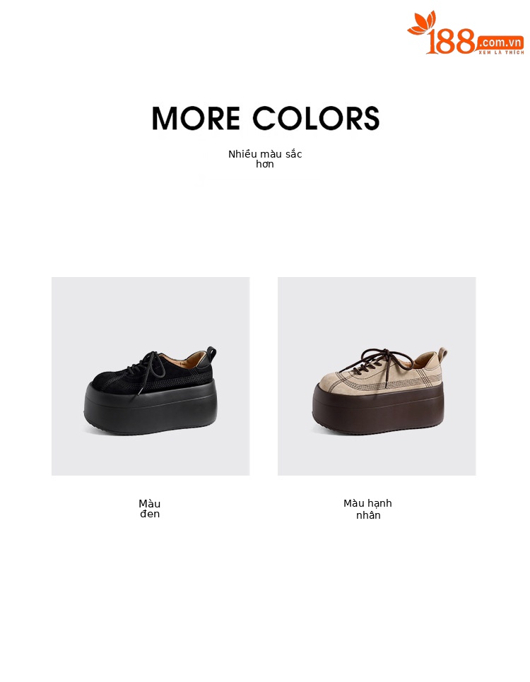 Giày sneaker nữ chunky đế dày mũi tròn phối màu dây buộc cổ thấp thu đông da thật — màu đen, màu mơ chi tiết 3