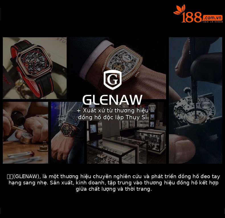 Đồng hồ nam Automatic Skeleton lộ máy chống nước mặt số nhện phát quang dây da thật chi tiết 2