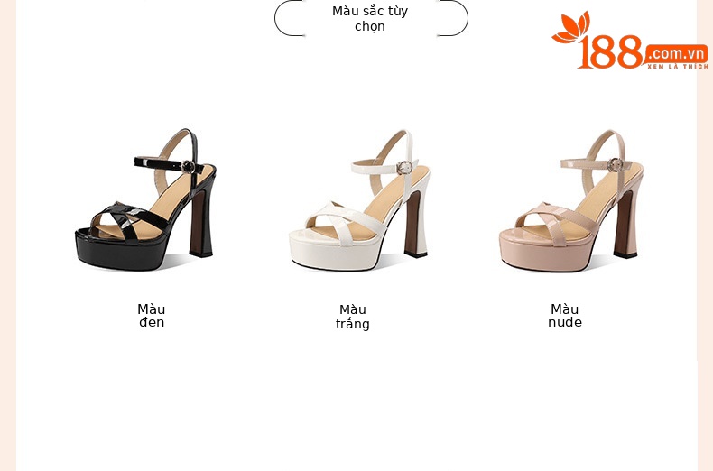 Sandal cao gót nữ hở mũi quai ngang đế dày phong cách Hàn Quốc — đen chi tiết 1