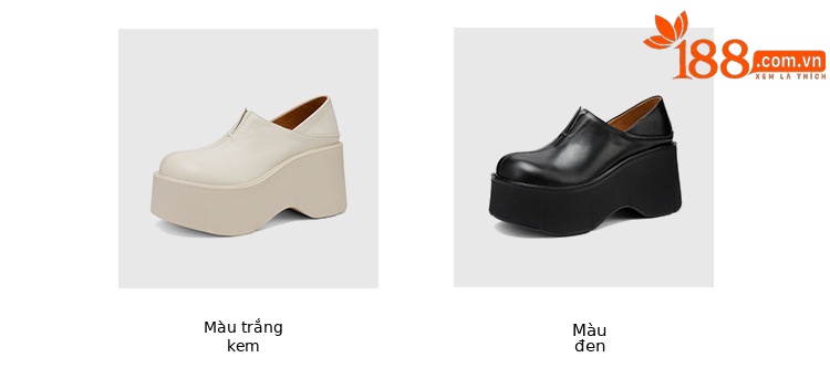 Giày loafer nữ đế xuồng platform da bò cao cấp gót 9 cm — màu đen, màu trắng ngà chi tiết 4