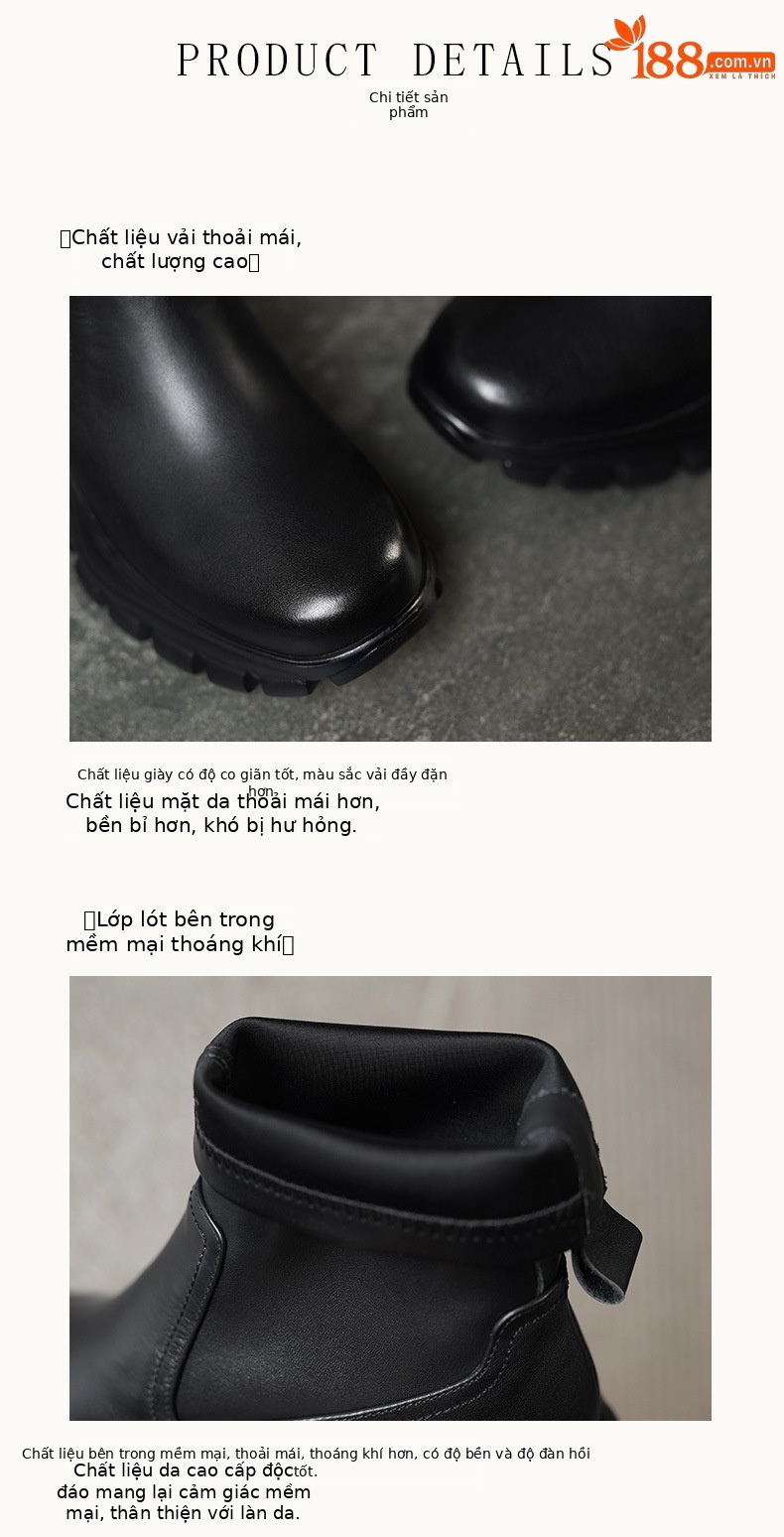Boot da Chelsea nữ đế dày tăng chiều cao, cổ thun co giãn, dáng ôm chân — Lót nhung đen, Trong danh sách đen chi tiết 7