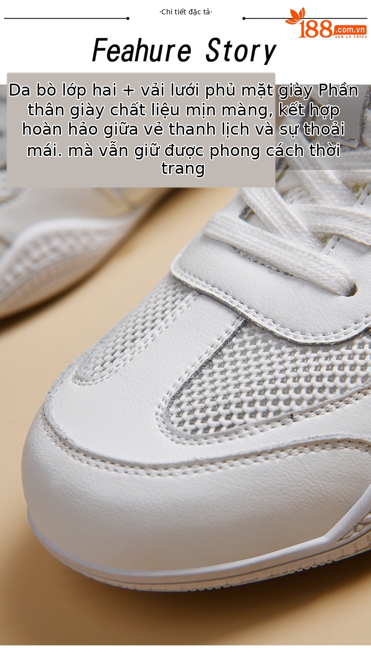 Giày thể thao nữ chạy bộ mesh thoáng khí đế mềm da thật — Màu trắng 58259, Màu be 9160-2 [Sợi lưới], Màu xám gạo 58231 mẫu, Màu đen 58259 chi tiết 16