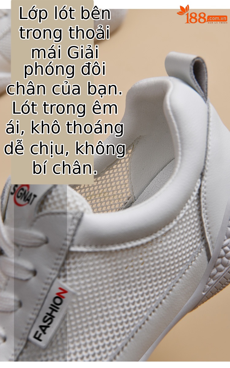 Giày thể thao nữ chạy bộ mesh thoáng khí đế mềm da thật — Màu trắng 58259, Màu be 9160-2 [Sợi lưới], Màu xám gạo 58231 mẫu, Màu đen 58259 chi tiết 17