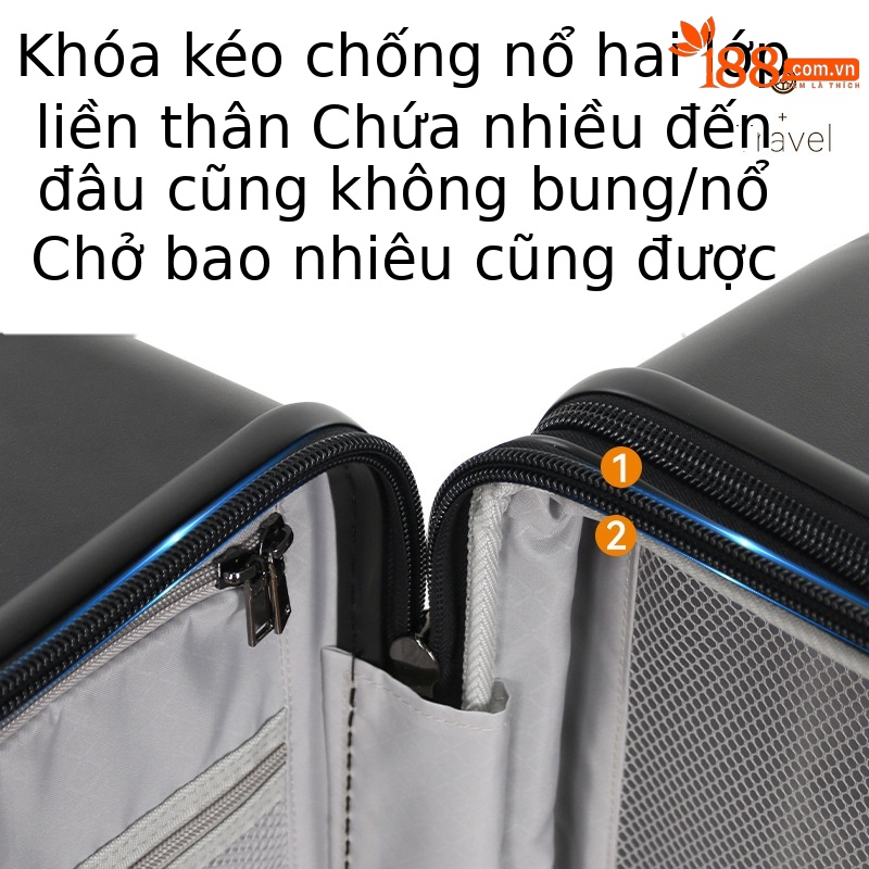 Vali PC nhẹ du lịch 20 inch mở rộng dung lượng 20% — màu đen, màu hồng, màu tím, màu trắng