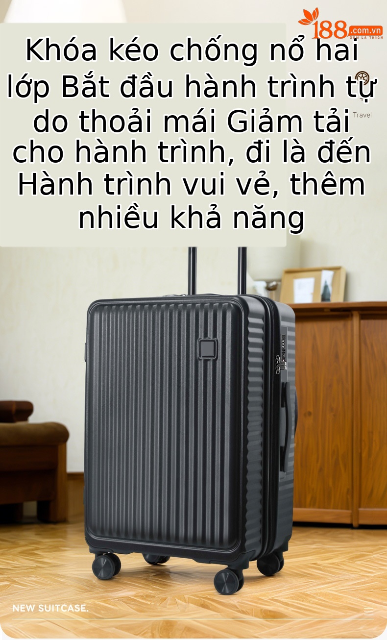 Vali PC nhẹ du lịch 20 inch mở rộng dung lượng 20% — màu đen, màu hồng, màu tím, màu trắng chi tiết 5
