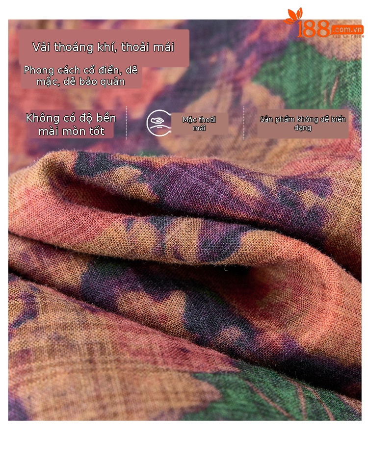 Đầm maxi nữ cotton linen in họa tiết thắt eo 2025 — Màu ảnh 03, Màu ảnh 04, Màu ảnh 01, Màu ảnh 02 chi tiết 9