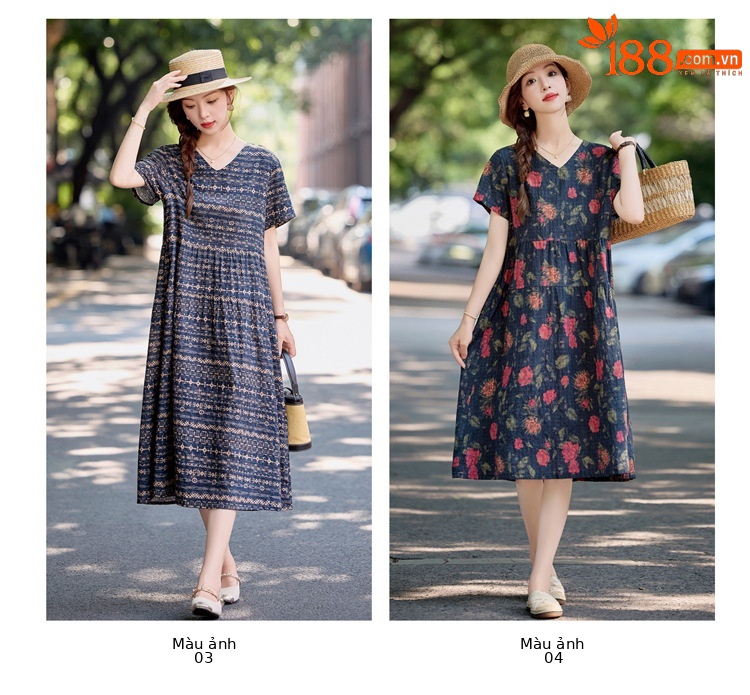 Đầm maxi nữ cotton linen in họa tiết thắt eo 2025 — Màu ảnh 03, Màu ảnh 04, Màu ảnh 01, Màu ảnh 02 chi tiết 12