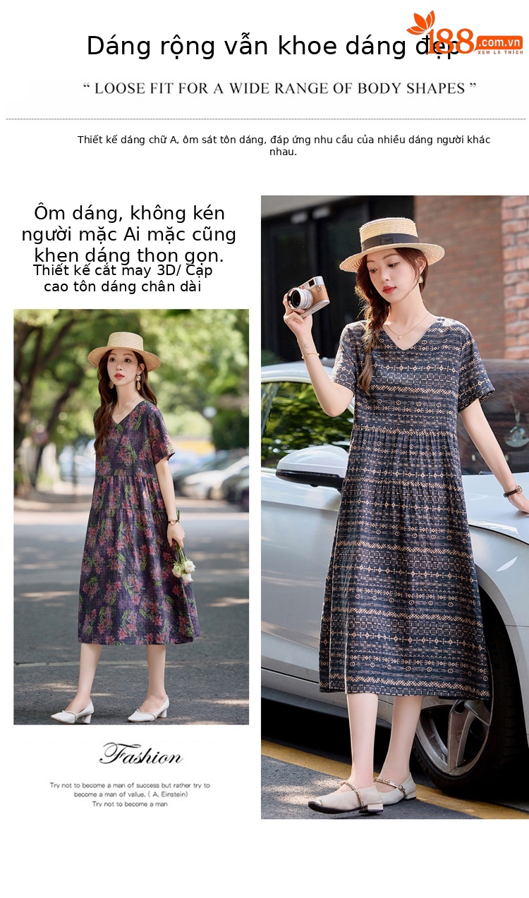 Đầm maxi nữ cotton linen in họa tiết thắt eo 2025 — Màu ảnh 03, Màu ảnh 04, Màu ảnh 01, Màu ảnh 02 chi tiết 8