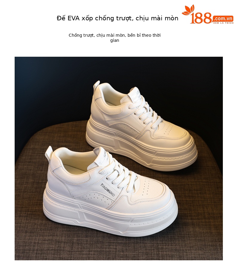 Giày sneaker nữ chunky đế dày tăng chiều cao 8 cm, phong cách trẻ trung — màu be chi tiết 10