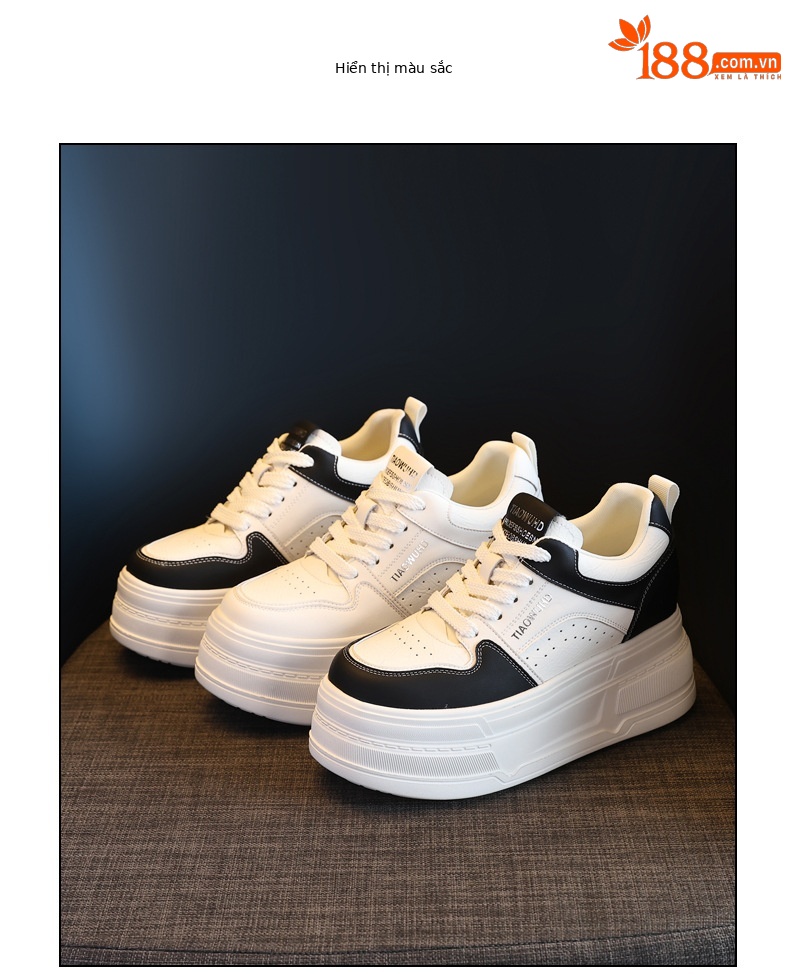 Giày sneaker nữ chunky đế dày tăng chiều cao 8 cm, phong cách trẻ trung — màu be chi tiết 18