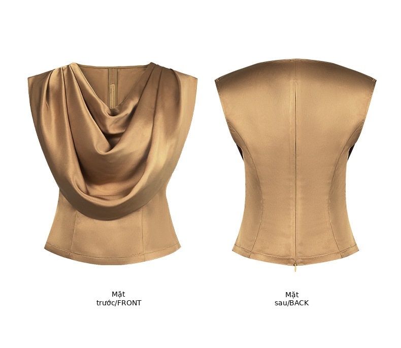 Áo hai dây nữ phong cách Pháp dáng ôm, chất liệu polyester cao cấp — [Nâu Mocha] chi tiết 4