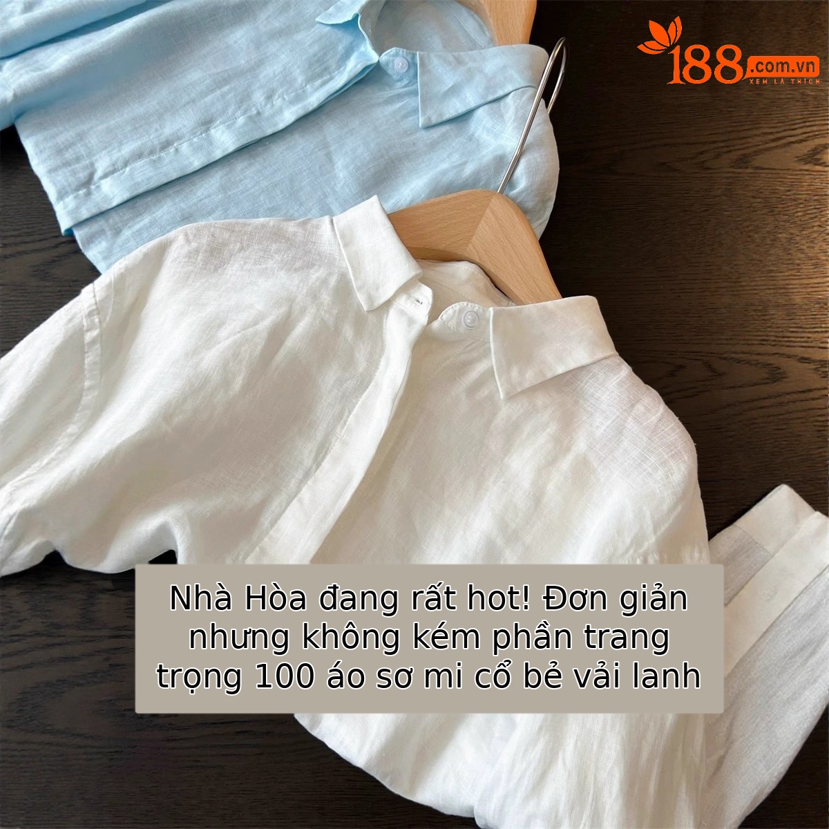 Áo sơ mi linen nữ tay dài phong cách Pháp, chất cotton pha lanh cao cấp, form rộng thoáng mát — màu xanh nhạt