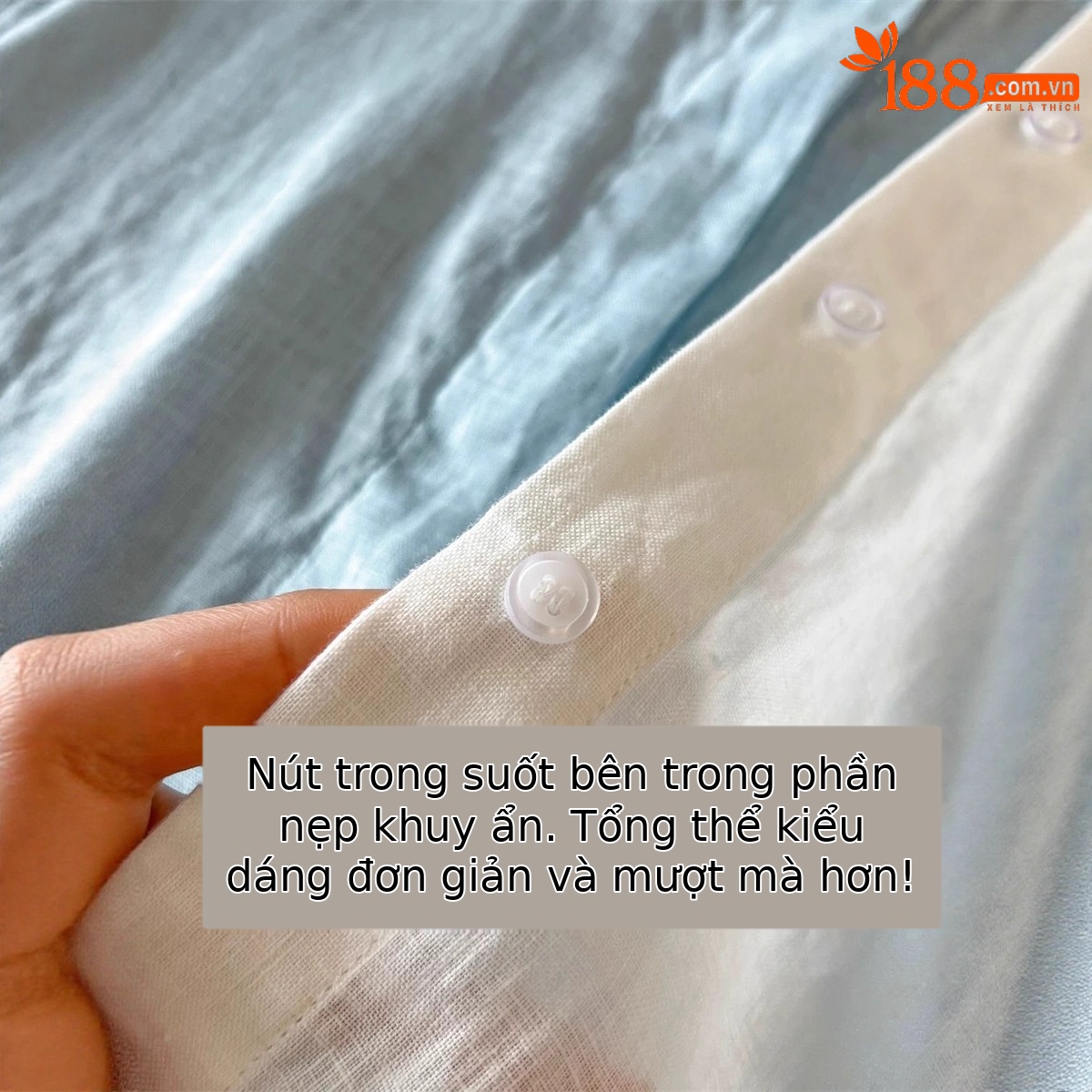 Áo sơ mi linen nữ tay dài phong cách Pháp, chất cotton pha lanh cao cấp, form rộng thoáng mát — màu xanh nhạt