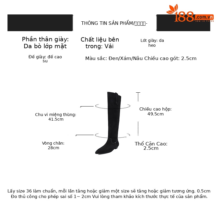 Boot nữ cổ thấp mũi nhọn gót thấp ống xếp ly chất da lộn — màu đen, màu xám, màu mơ chi tiết 2