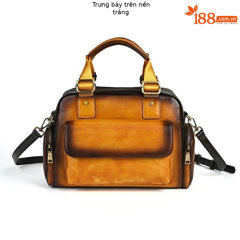 Túi xách tay nữ da bò cổ điển phong cách châu Âu, đa năng xách tay và đeo chéo, kích thước 32×16×22 cm — Đỏ cổ điển