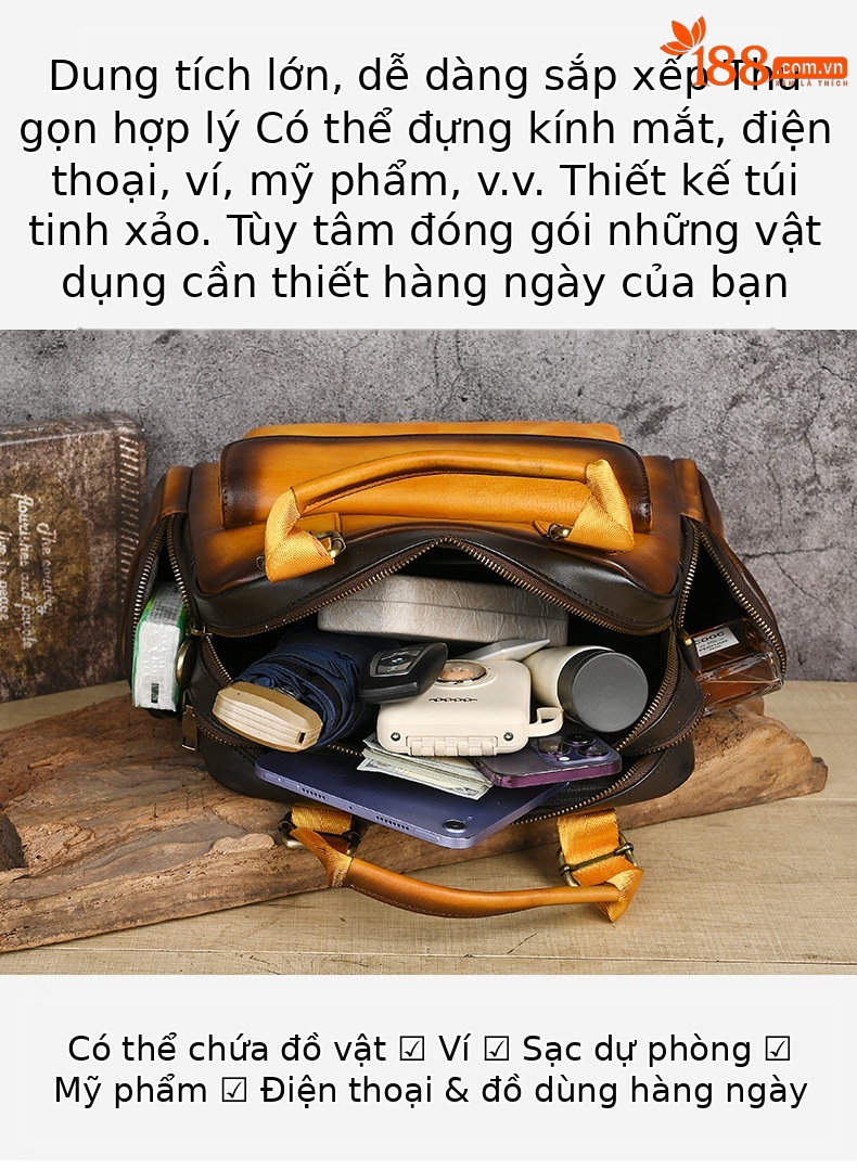 Túi xách tay nữ da bò cổ điển phong cách châu Âu, đa năng xách tay và đeo chéo, kích thước 32×16×22 cm — Đỏ cổ điển chi tiết 7