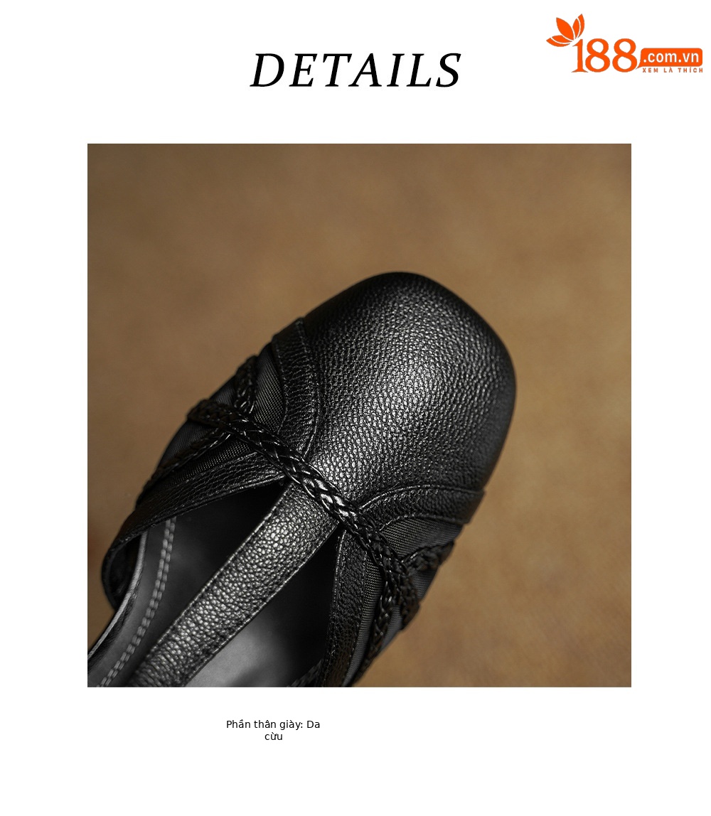Giày sandal cao gót nữ hở mũi da cừu lưới gót vuông quai chữ T — đen chi tiết 15