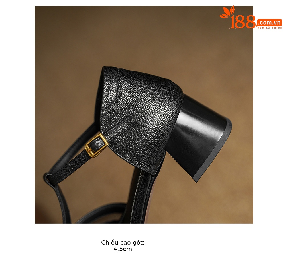 Giày sandal cao gót nữ hở mũi da cừu lưới gót vuông quai chữ T — đen chi tiết 17