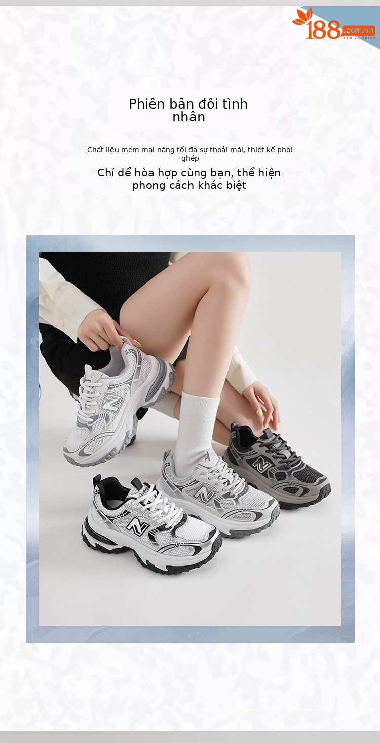 Giày sneaker nữ chunky đế dày phong cách cổ điển Balance N chữ 1819 — 1819 Xám Sương Đêm chi tiết 4