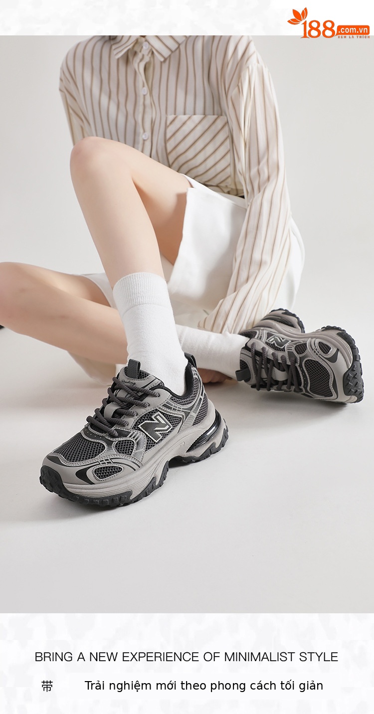 Giày sneaker nữ chunky đế dày phong cách cổ điển Balance N chữ 1819 — 1819 Xám Sương Đêm chi tiết 13