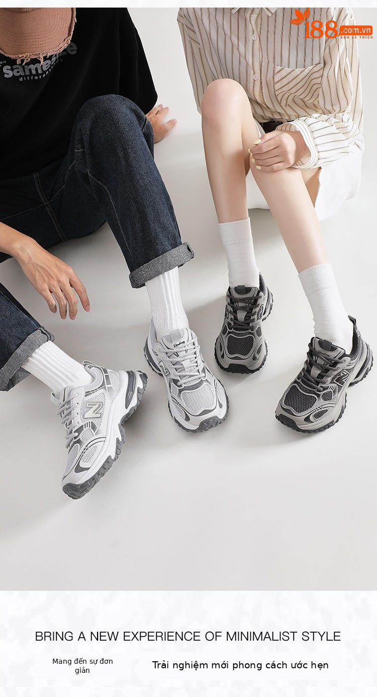 Giày sneaker nữ chunky đế dày phong cách cổ điển Balance N chữ 1819 — 1819 Xám Sương Đêm chi tiết 15