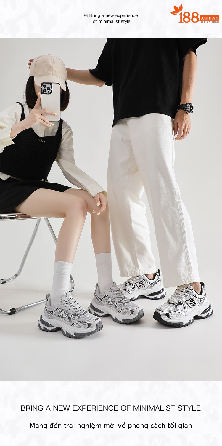 Giày sneaker nữ chunky đế dày phong cách cổ điển Balance N chữ 1819 — 1819 Xám Sương Đêm chi tiết 17