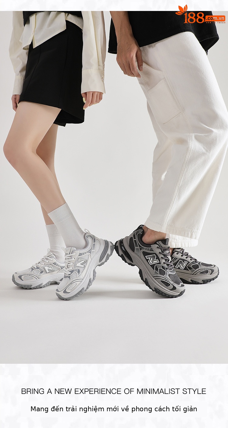 Giày sneaker nữ chunky đế dày phong cách cổ điển Balance N chữ 1819 — 1819 Xám Sương Đêm chi tiết 19