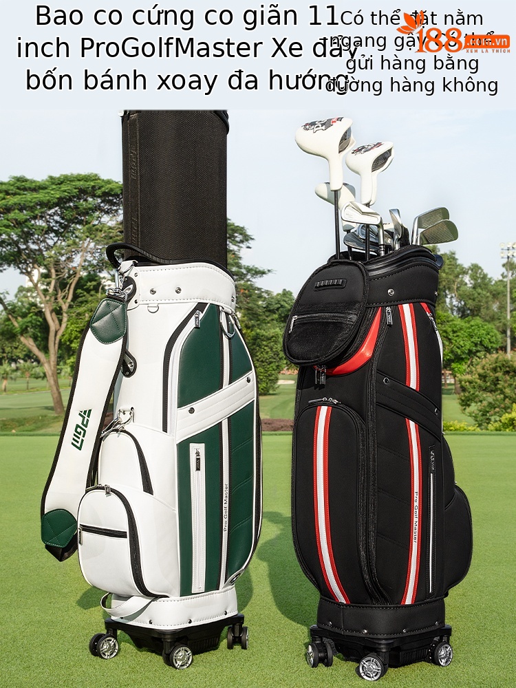 Túi đựng gậy golf PGM vỏ cứng co giãn, bốn bánh vạn năng, có thể đặt gậy ngược, dùng cho hàng không — Túi đựng bóng đen trắng đỏ【Vỏ cứng co giãn/Đặt gậy ngược/Bốn bánh vạn năng】QB184, Túi đựng bóng trắng xanh【Vỏ cứng co giãn/Đặt gậy ngược/Bốn bánh vạn năng】QB184