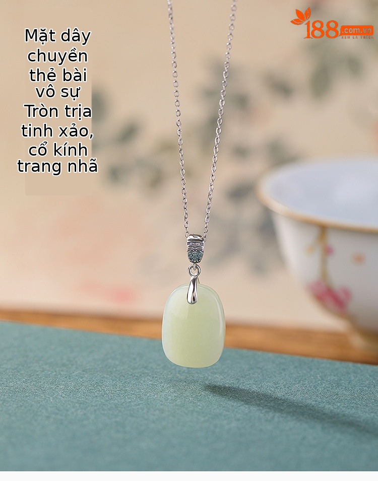 Mặt dây chuyền ngọc bích thiên nhiên kết hợp bạc S925 mạ vàng cổ điển, phong cách Zakilam — Mặt dây chuyền đơn (không kèm dây) chi tiết 2