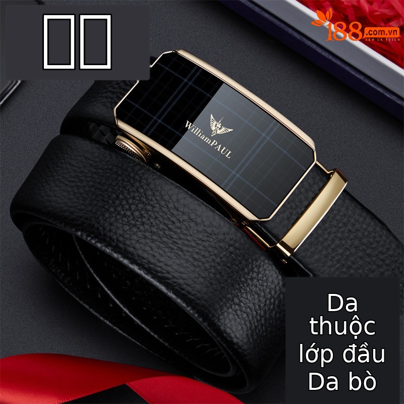 Thắt lưng nam cao cấp khóa tự động da bò thật lớp đầu tiên phong cách công sở — 120cm, 130cm, 110cm, 125cm
