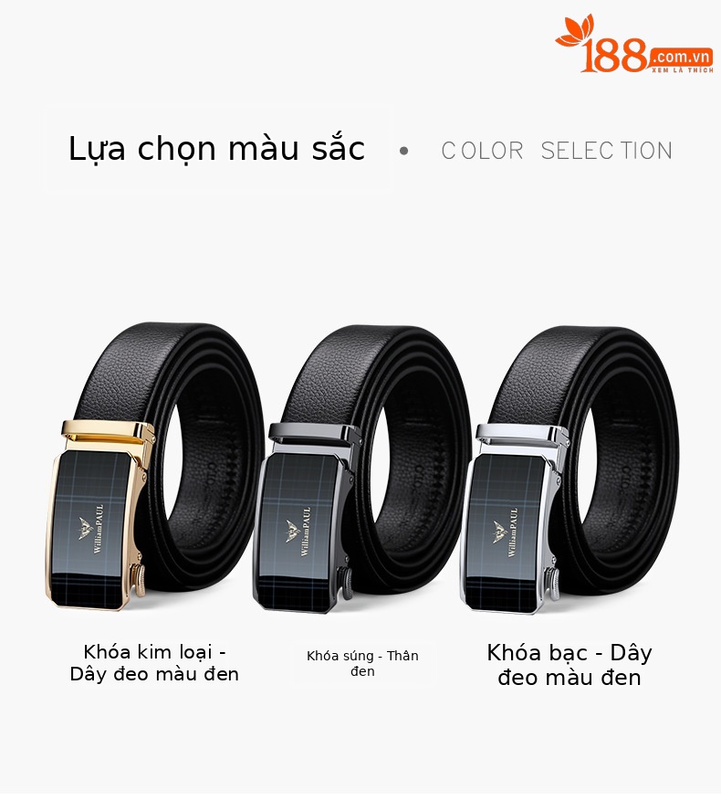 Thắt lưng nam cao cấp khóa tự động da bò thật lớp đầu tiên phong cách công sở — 120cm, 130cm, 110cm, 125cm chi tiết 11