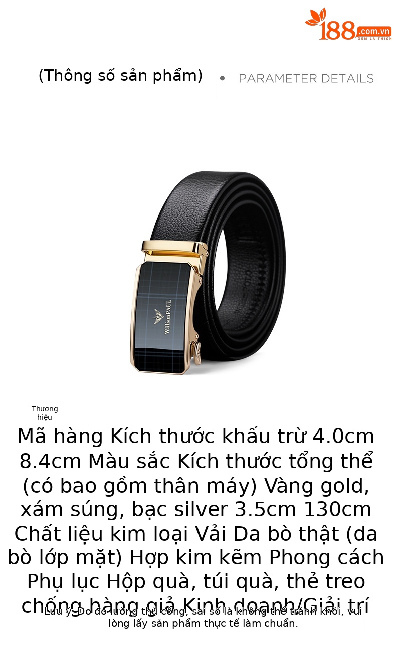 Thắt lưng nam cao cấp khóa tự động da bò thật lớp đầu tiên phong cách công sở — 120cm, 130cm, 110cm, 125cm chi tiết 10