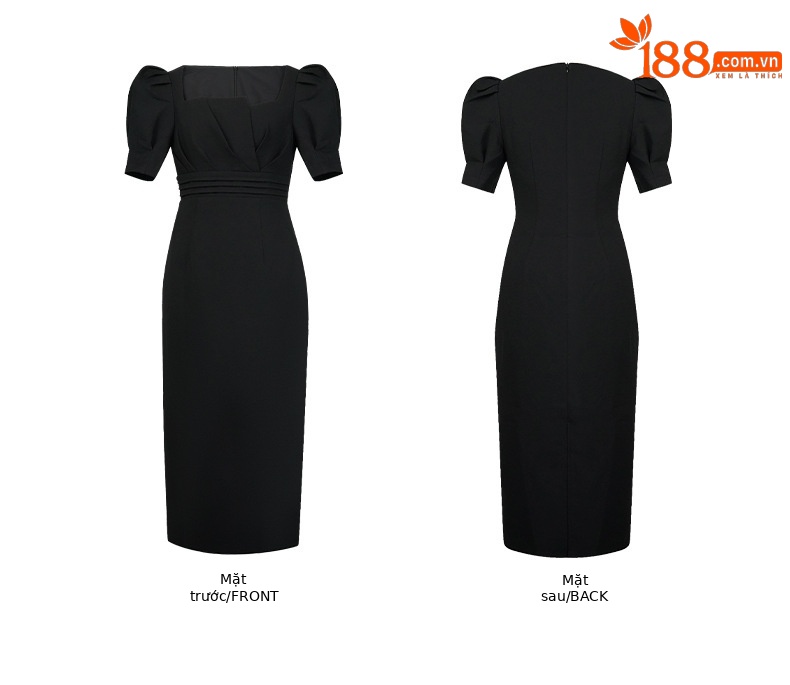 Đầm maxi nữ thắt eo phong cách Pháp cổ điển thiết kế xếp ly — màu đen chi tiết 4