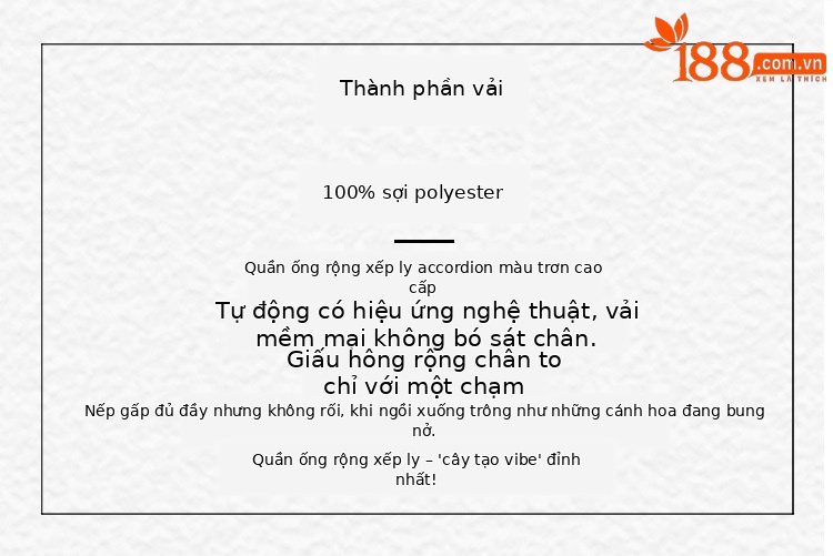 Quần culottes nữ ống rộng cạp cao, chất liệu mỏng nhẹ, phong cách xếp ly phối màu, form suông rộng thoải mái — màu đen, màu trắng, màu xanh đậm, xanh lá cây chi tiết 3