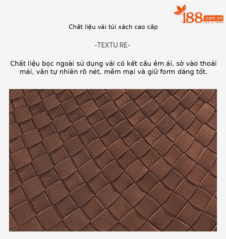 Túi tote nữ da lộn phong cách Pháp vintage dệt đan quai vai chi tiết 3