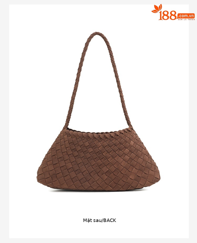 Túi tote nữ da lộn phong cách Pháp vintage dệt đan quai vai chi tiết 10