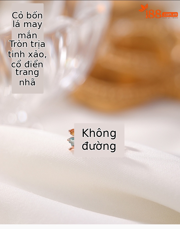 Khuyên tai bạc S925 mạ vàng hồng hình giọt mưa bốn lá cỏ ba lá — Một đôi (Bích Tỉ màu sắc ngẫu nhiên) chi tiết 1