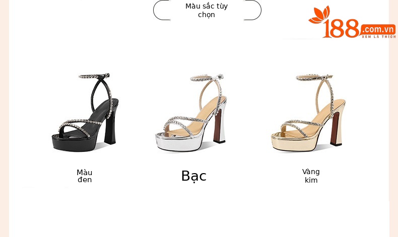 Sandal cao gót nữ hở mũi quai một chữ đế dày platform da thật — đen chi tiết 1