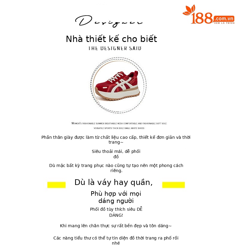 Giày sneaker nữ đế dày chunky phong cách thể thao thời trang mới thu 2026 — M2878 đen, M 2878m màu, M2878 màu đỏ, M2878 màu xanh lá cây chi tiết 4