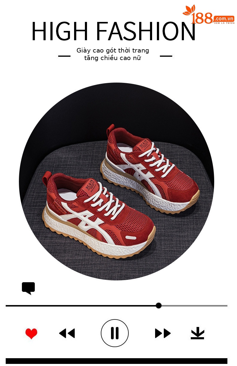 Giày sneaker nữ đế dày chunky phong cách thể thao thời trang mới thu 2026 — M2878 đen, M 2878m màu, M2878 màu đỏ, M2878 màu xanh lá cây chi tiết 5