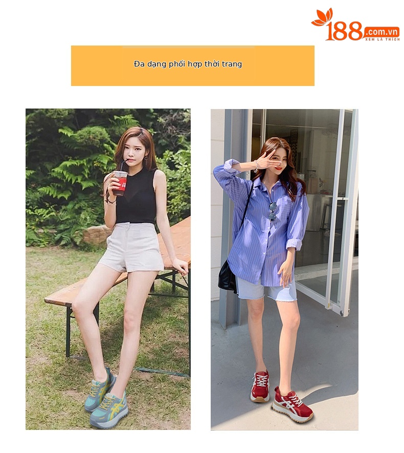 Giày sneaker nữ đế dày chunky phong cách thể thao thời trang mới thu 2026 — M2878 đen, M 2878m màu, M2878 màu đỏ, M2878 màu xanh lá cây chi tiết 6