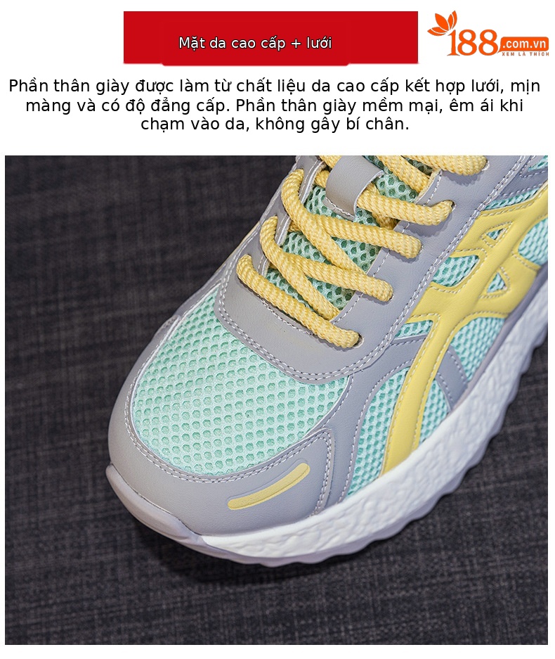 Giày sneaker nữ đế dày chunky phong cách thể thao thời trang mới thu 2026 — M2878 đen, M 2878m màu, M2878 màu đỏ, M2878 màu xanh lá cây chi tiết 7
