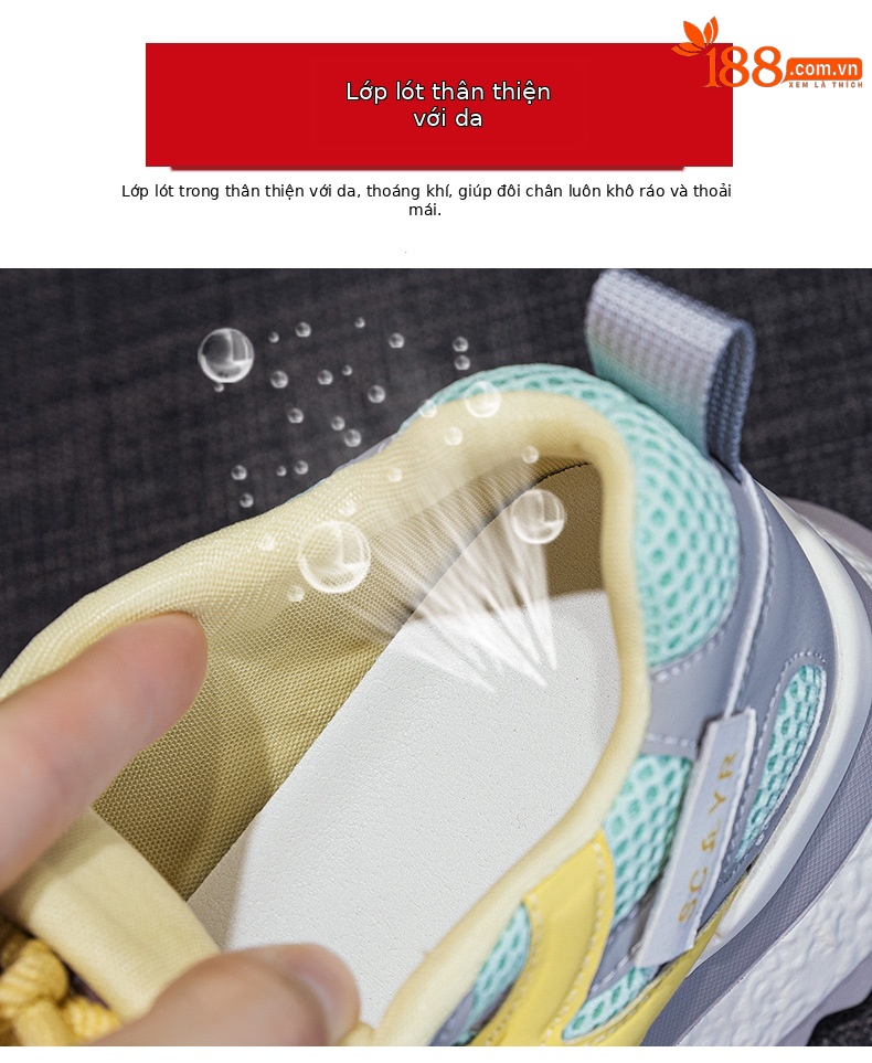 Giày sneaker nữ đế dày chunky phong cách thể thao thời trang mới thu 2026 — M2878 đen, M 2878m màu, M2878 màu đỏ, M2878 màu xanh lá cây chi tiết 8