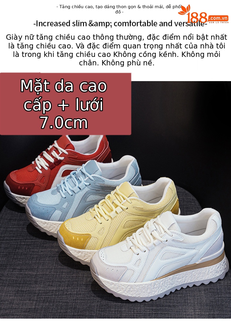 Giày thể thao đế dày nữ mũi tròn phối màu thời trang dáng dad — 821 màu xanh, 821 màu vàng, 821m màu, 821 đỏ chi tiết 2