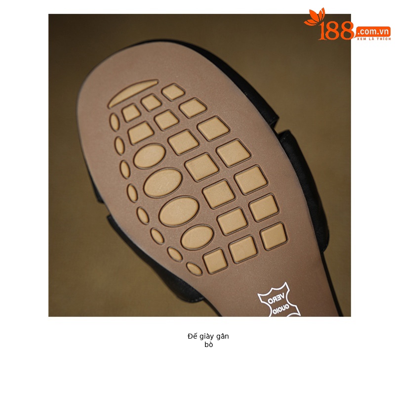 Dép sandal nữ da bò kiểu retro quai chữ T, mũi kín, gót thấp — màu nâu chi tiết 19