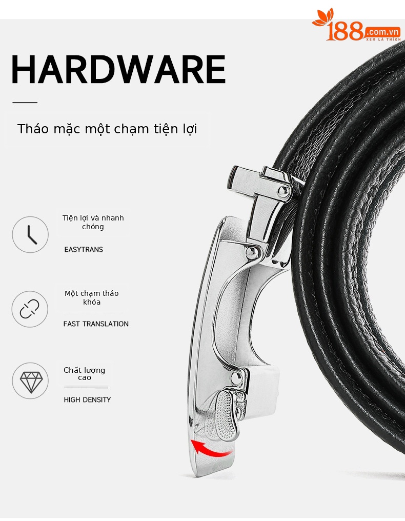 Thắt lưng da bò khóa tự động nam cao cấp phong cách công sở — YH01, YH02, YH03, YH04 chi tiết 3